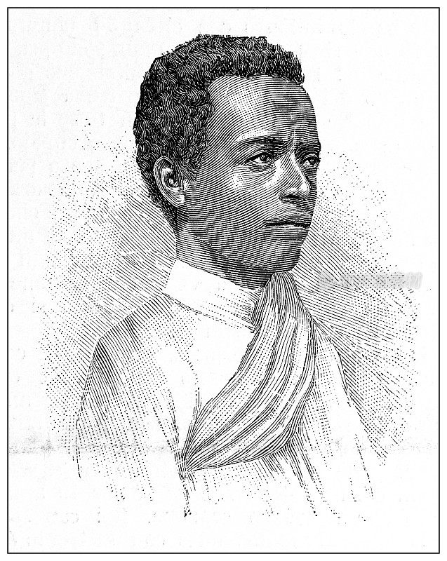 第一次意大利-埃塞俄比亚战争(1895-1896)的古董插图:口译员Garé Sgear